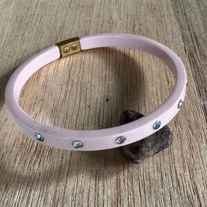 J. Crew Light Pink 2010s Rhinestone Bangle Bracelet 5”
